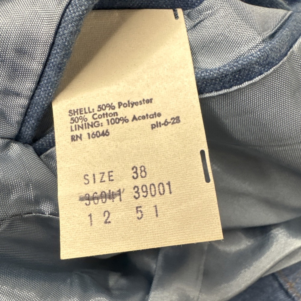 Sears Contemporary Lines Denim Suit Coat And Vest Vintage Size 38 Regular - Picture 9 of 14
